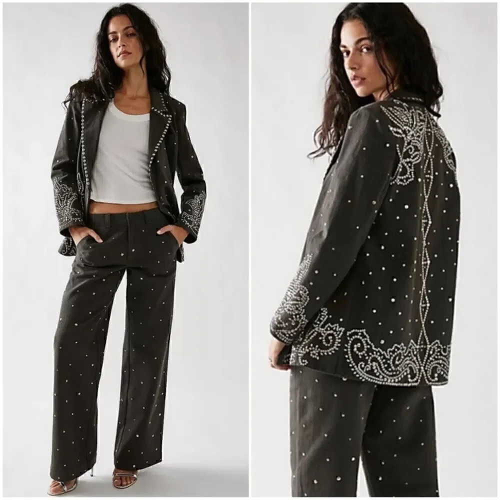 Free People Embellished Suit Set/ size 2